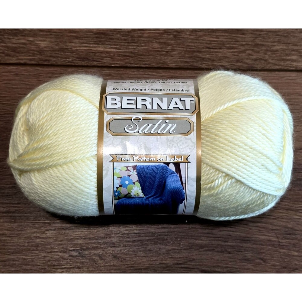 NEW Bernat Satin Yarn Banana Yellow New Discontinued 2014